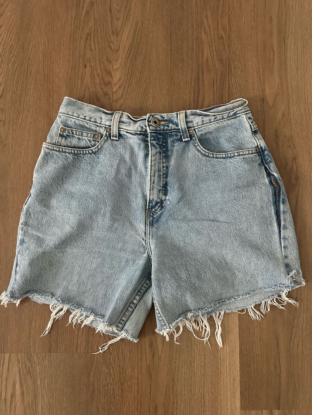 Vintage Ann Taylor Light Blue Denim Cutoff Shorts with Frayed Hem